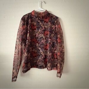 Anthropologie Sheer Floral Top